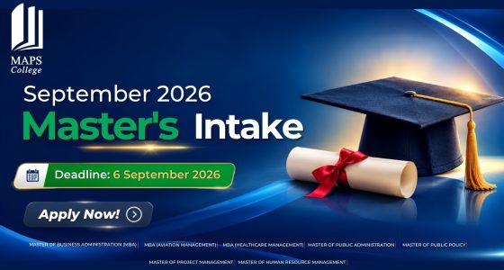 Your Master's Degree. Your next milestone. Start this September with MAPS College.